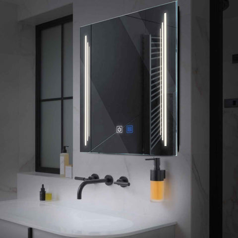 Miroir LED Carré | boutons tactiles | Fonction Anti-Buée | Lumière blanche neutre - Reyze Série Salono Modèle 8