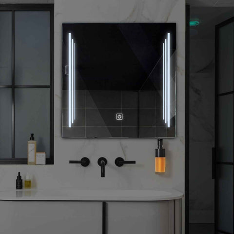 Miroir LED Carré | Bouton Tactile | Lumière blanche froide - Reyze Série Salono Modèle 8