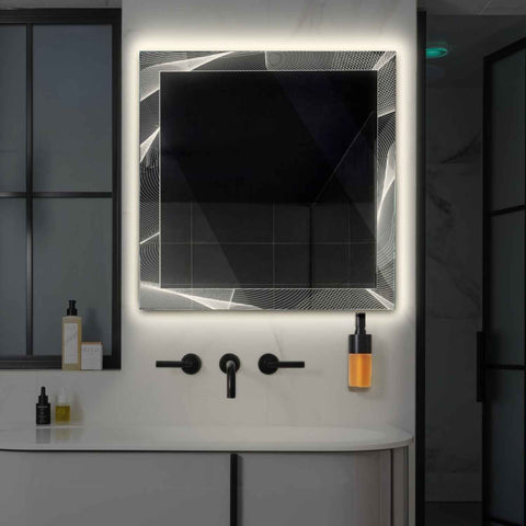 Miroir LED Carré | Sans Boutons Tactiles | Lumière blanche neutre - Reyze Série Simetria Modèle 2