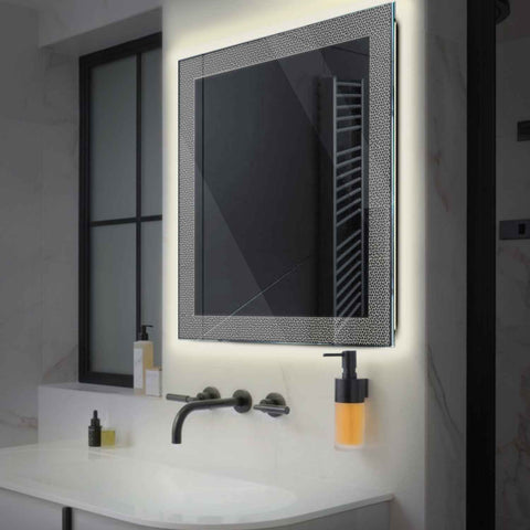Miroir LED Carré | Sans Boutons Tactiles | Lumière blanche neutre - Reyze Série Simetria Modèle 4