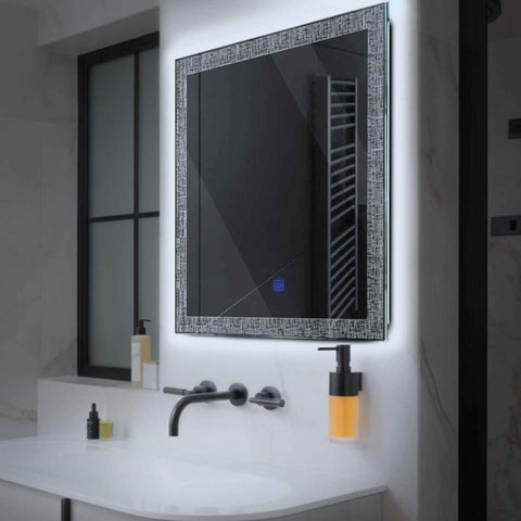 Miroir LED Carré | Bouton Tactile | Lumière blanche froide - Reyze Série Simetria Modèle 6