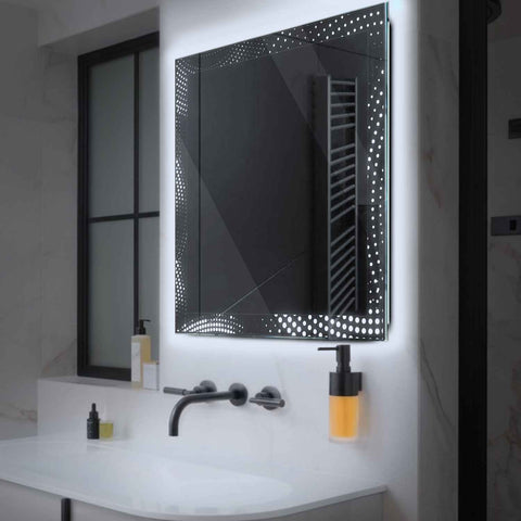 Miroir LED Carré | Sans Boutons Tactiles | Lumière blanche froide - Reyze Série Simetria Modèle 8