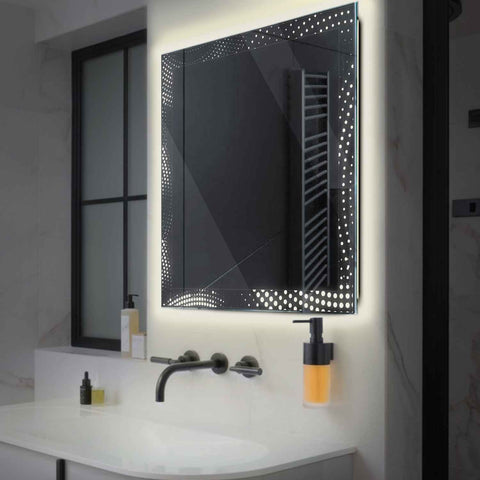 Miroir LED Carré | Sans Boutons Tactiles | Lumière blanche neutre - Reyze Série Simetria Modèle 8