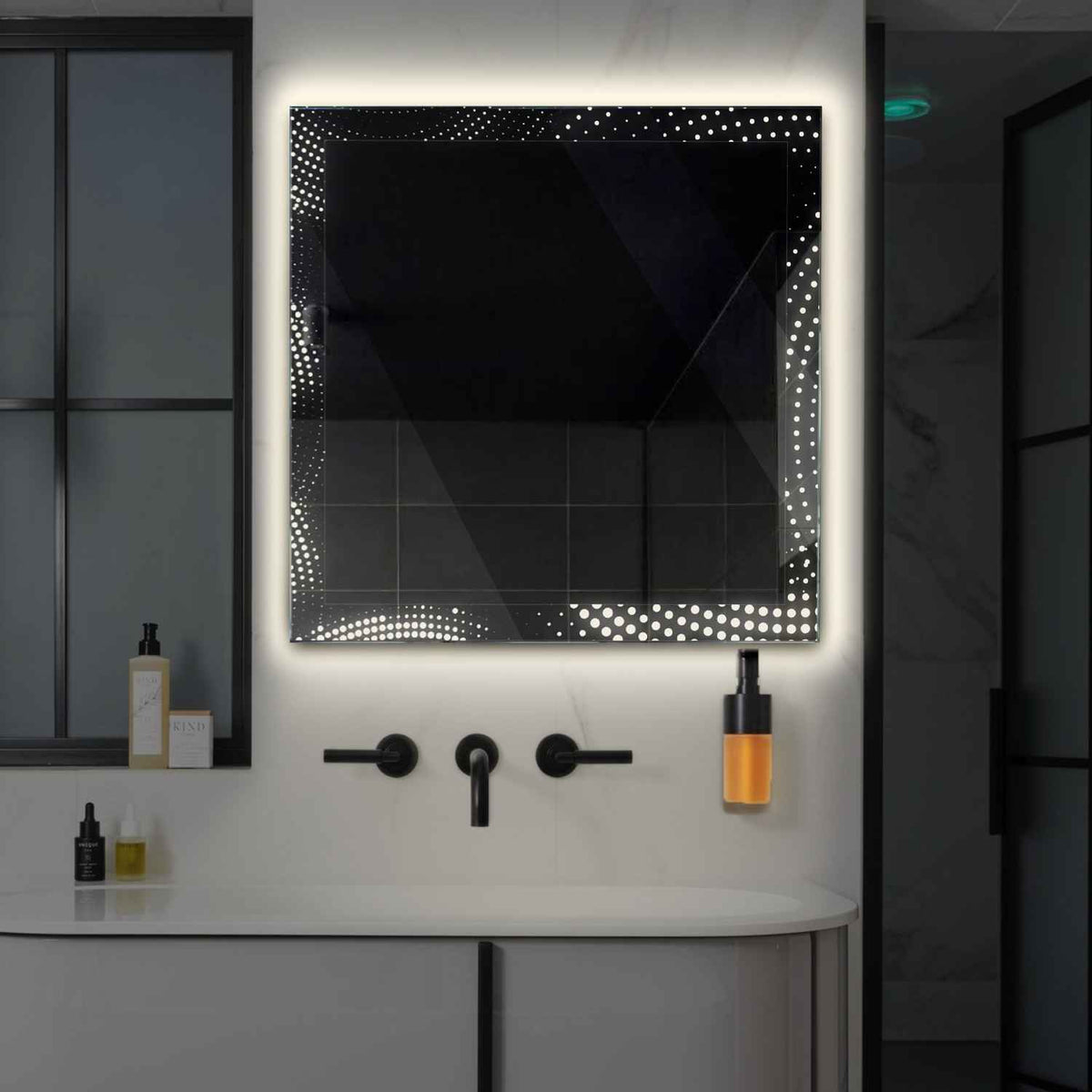 Miroir LED Carré | Sans Boutons Tactiles | Lumière blanche neutre - Reyze Série Simetria Modèle 8