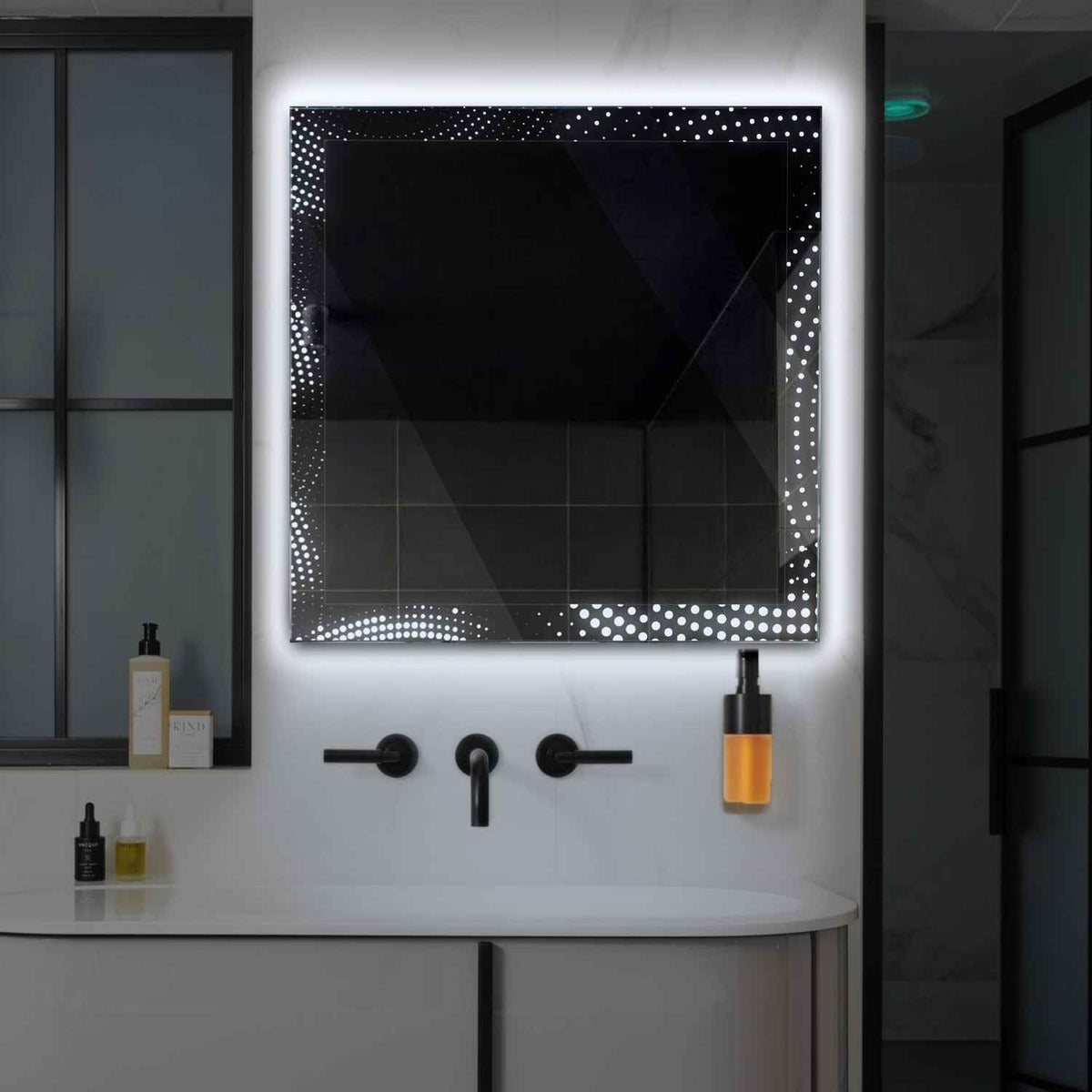 Miroir LED Carré | Sans Boutons Tactiles | Lumière blanche froide - Reyze Série Simetria Modèle 8