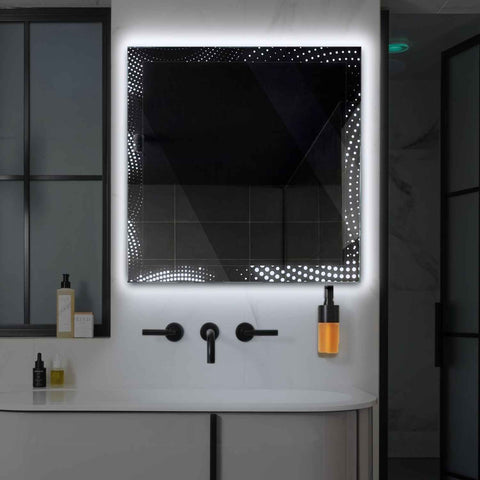 Miroir LED Carré | Sans Boutons Tactiles | Lumière blanche froide - Reyze Série Simetria Modèle 8