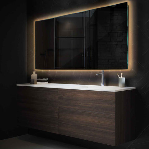 Miroir LED Horizontal | Sans Boutons Tactiles | Lumière Blanche Chaude - Reyze Série Ambient Modèle 1