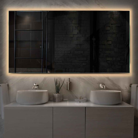 Miroir LED Horizontal | Sans Boutons Tactiles | Lumière Blanche Chaude - Reyze Série Ambient Modèle 1