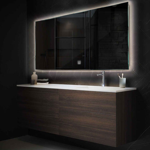 Miroir LED Horizontal | Bouton Tactile | Lumière blanche neutre - Reyze Série Ambient Modèle 1