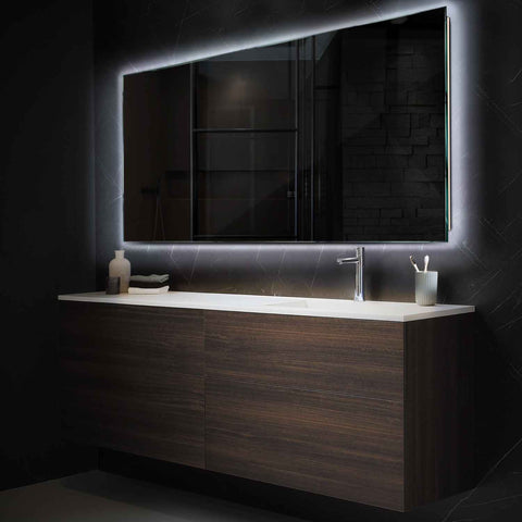 Miroir LED Horizontal | Sans Boutons Tactiles | Lumière blanche froide - Reyze Série Ambient Modèle 1