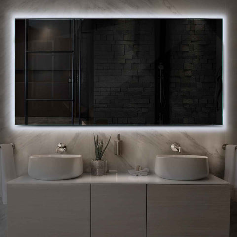 Miroir LED Horizontal | Sans Boutons Tactiles | Lumière blanche froide - Reyze Série Ambient Modèle 1