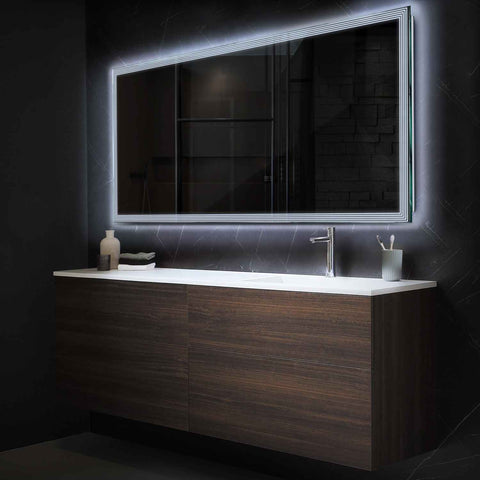 Miroir LED Horizontal | Sans Boutons Tactiles | Lumière blanche froide - Reyze Série Edge Modèle 1