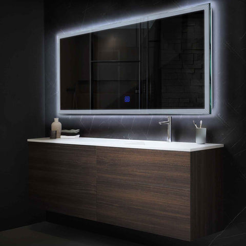 Miroir LED Horizontal | Bouton Tactile | Lumière blanche froide - Reyze Série Edge Modèle 1