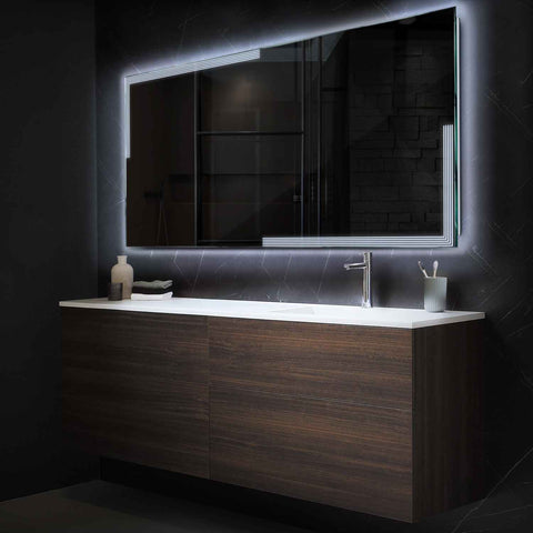 Miroir LED Horizontal | Sans Boutons Tactiles | Lumière blanche froide - Reyze Série Edge Modèle 2