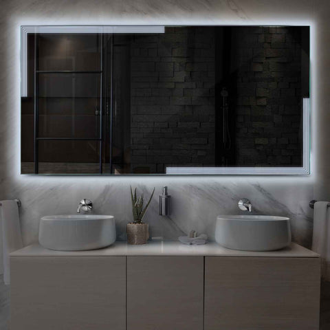 Miroir LED Horizontal | Sans Boutons Tactiles | Lumière blanche froide - Reyze Série Edge Modèle 2