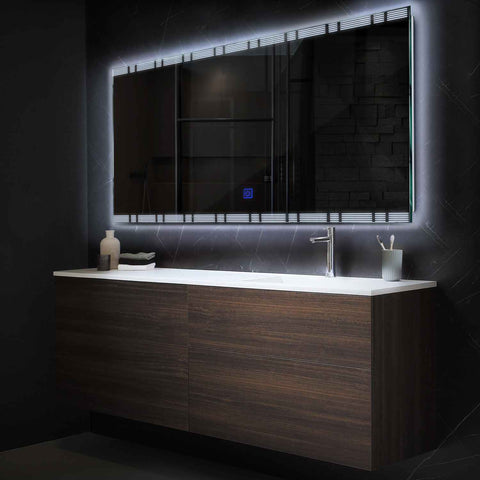 Miroir LED Horizontal | Bouton Tactile | Lumière blanche froide - Reyze Série Edge Modèle 3