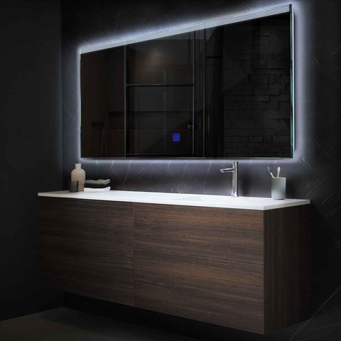 Miroir LED Horizontal | Bouton Tactile | Lumière blanche froide - Reyze Série Edge Modèle 5