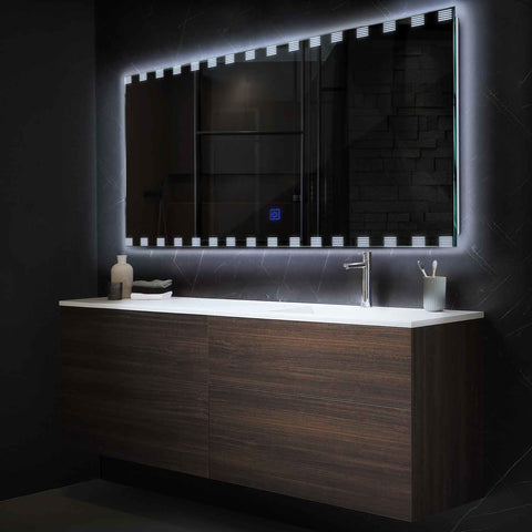 Miroir LED Horizontal | Bouton Tactile | Lumière blanche froide - Reyze Série Edge Modèle 6