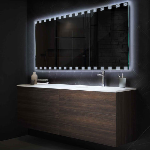 Miroir LED Horizontal | Sans Boutons Tactiles | Lumière blanche froide - Reyze Série Edge Modèle 6