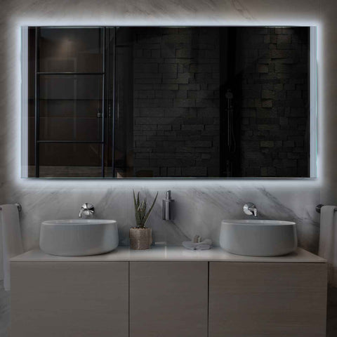 Miroir LED Horizontal | Sans Boutons Tactiles | Lumière blanche froide - Reyze Série Edge Modèle 7