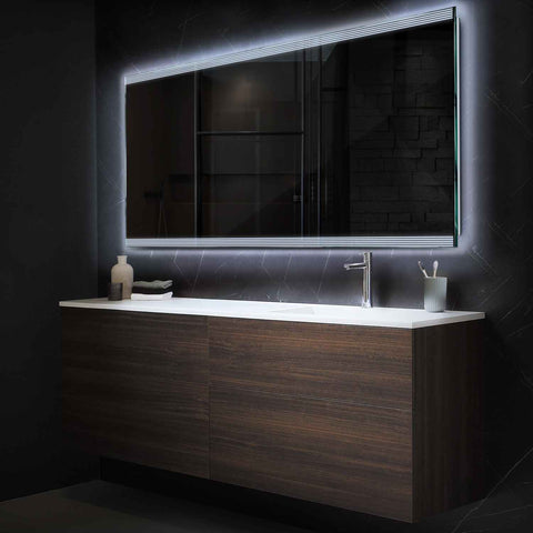 Miroir LED Horizontal | Sans Boutons Tactiles | Lumière blanche froide - Reyze Série Edge Modèle 8