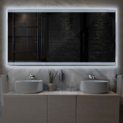Miroir LED Horizontal | Sans Boutons Tactiles | Lumière blanche froide - Reyze Série Edge Modèle 8