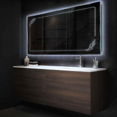 Miroir LED Horizontal | Sans Boutons Tactiles | Lumière blanche froide - Reyze Série Good Vibes Modèle 1