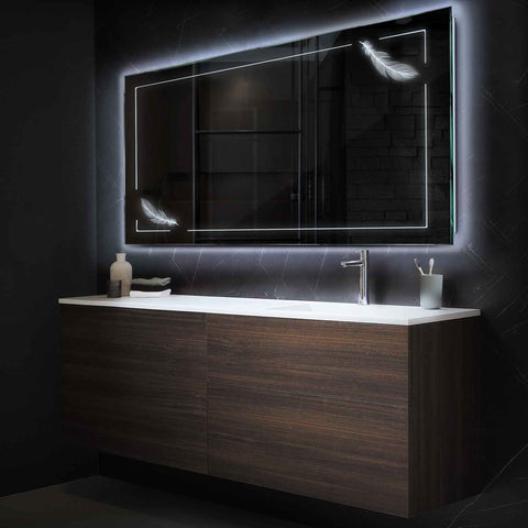 Miroir LED Horizontal | Sans Boutons Tactiles | Lumière blanche froide - Reyze Série Good Vibes Modèle 2