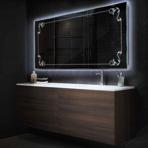 Miroir LED Horizontal | Sans Boutons Tactiles | Lumière blanche froide - Reyze Série Good Vibes Modèle 5