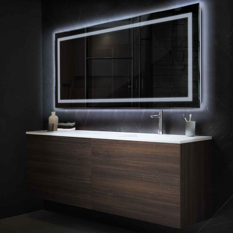 Miroir LED Horizontal | Sans Boutons Tactiles | Lumière blanche froide - Reyze Série Minimal Modèle 1
