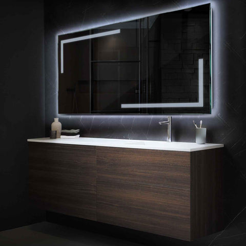 Miroir LED Horizontal | Sans Boutons Tactiles | Lumière blanche froide - Reyze Série Minimal Modèle 2
