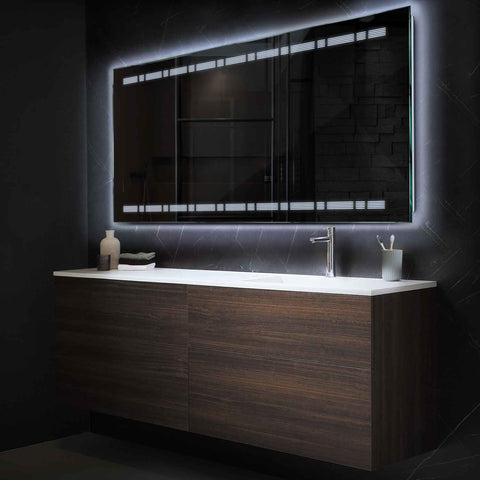 Miroir LED Horizontal | Sans Boutons Tactiles | Lumière blanche froide - Reyze Série Minimal Modèle 3
