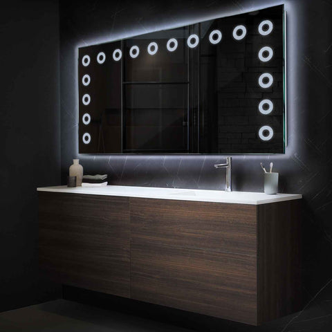 Miroir LED Horizontal | Sans Boutons Tactiles | Lumière blanche froide - Reyze Série Minimal Modèle 4