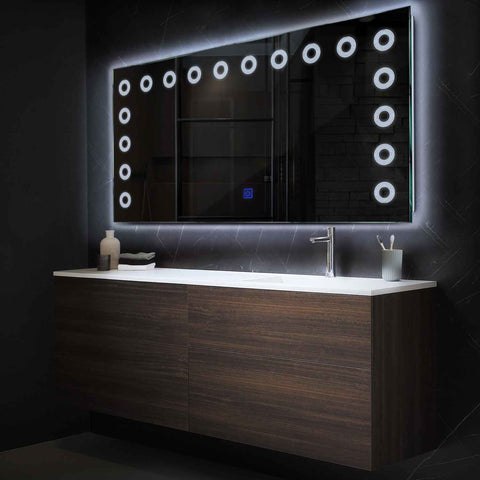 Miroir LED Horizontal | Bouton Tactile | Lumière blanche froide - Reyze Série Minimal Modèle 4