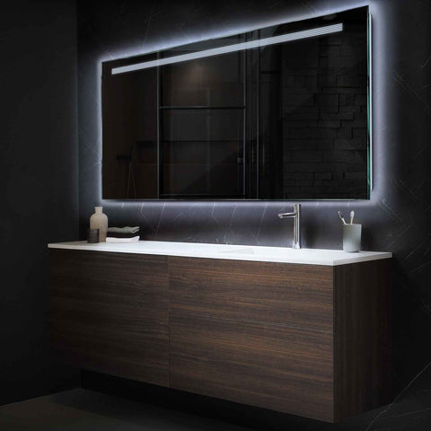 Miroir LED Horizontal | Sans Boutons Tactiles | Lumière blanche froide - Reyze Série Minimal Modèle 5