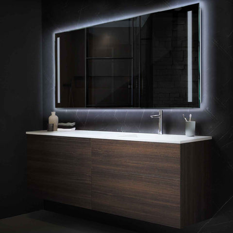 Miroir LED Horizontal | Sans Boutons Tactiles | Lumière blanche froide - Reyze Série Minimal Modèle 7