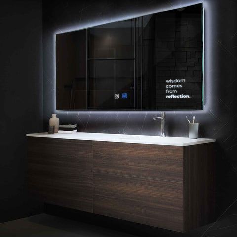 Miroir LED Horizontal | boutons tactiles | Fonction Anti-Buée | Lumière blanche froide - Reyze Série Motivated Modèle 1