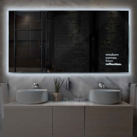 Miroir LED Horizontal | Sans Boutons Tactiles | Lumière blanche froide - Reyze Série Motivated Modèle 1