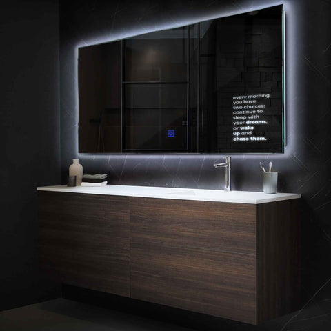 Miroir LED Horizontal | Bouton Tactile | Lumière blanche froide - Reyze Série Motivated Modèle 2