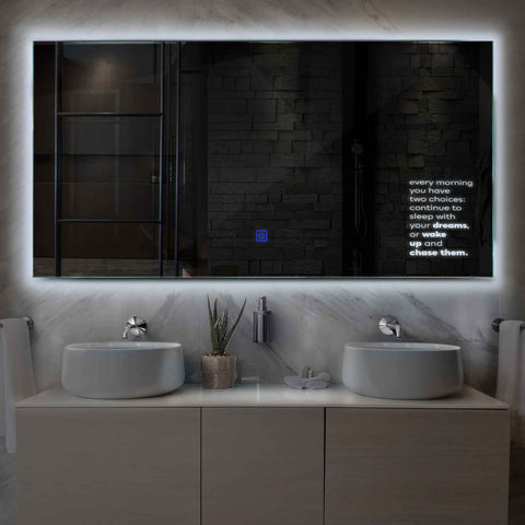 Miroir LED Horizontal | Bouton Tactile | Lumière blanche froide - Reyze Série Motivated Modèle 2