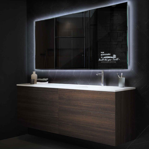 Miroir LED Horizontal | Sans Boutons Tactiles | Lumière blanche froide - Reyze Série Motivated Modèle 3