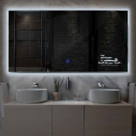 Miroir LED Horizontal | Bouton Tactile | Lumière blanche froide - Reyze Série Motivated Modèle 3