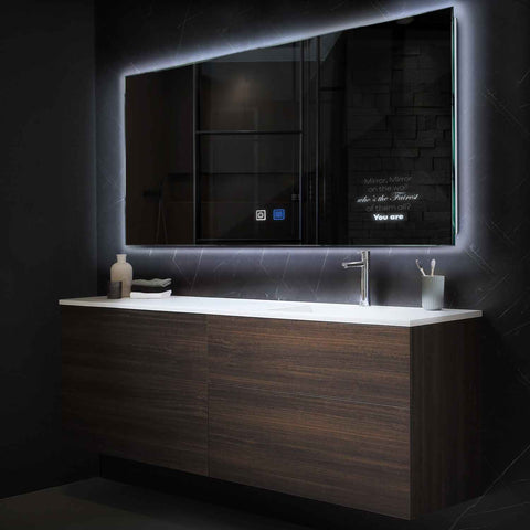 Miroir LED Horizontal | boutons tactiles | Fonction Anti-Buée | Lumière blanche froide - Reyze Série Motivated Modèle 4