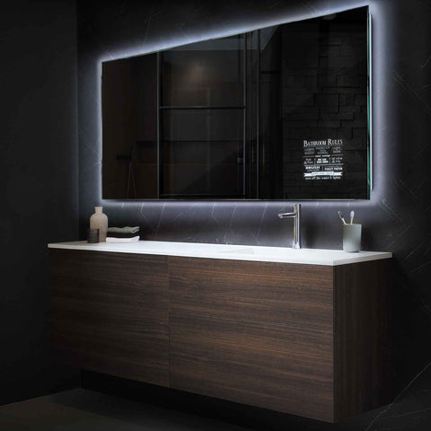 Miroir LED Horizontal | Sans Boutons Tactiles | Lumière blanche froide - Reyze Série Motivated Modèle 5