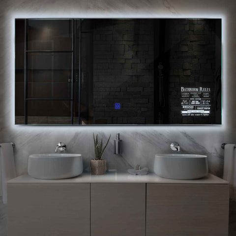 Miroir LED Horizontal | Bouton Tactile | Lumière blanche froide - Reyze Série Motivated Modèle 5