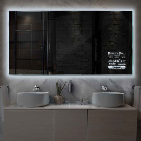 Miroir LED Horizontal | Sans Boutons Tactiles | Lumière blanche froide - Reyze Série Motivated Modèle 5