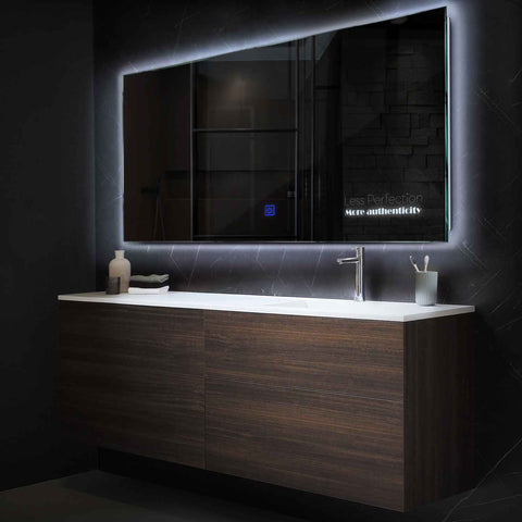 Miroir LED Horizontal | Bouton Tactile | Lumière blanche froide - Reyze Série Motivated Modèle 7