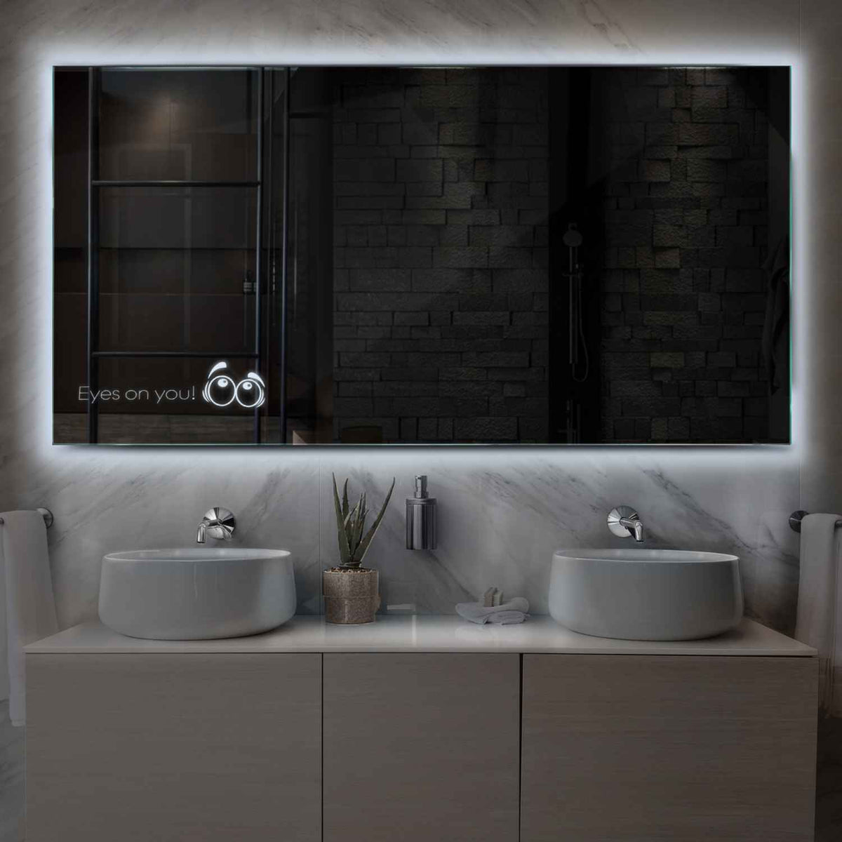 Miroir LED Horizontal | Sans Boutons Tactiles | Lumière blanche froide - Reyze Série Motivated Modèle 8
