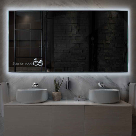 Miroir LED Horizontal | Sans Boutons Tactiles | Lumière blanche froide - Reyze Série Motivated Modèle 8