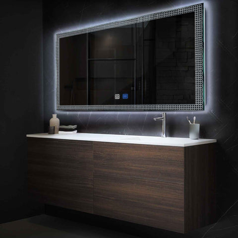 Miroir LED Horizontal | boutons tactiles | Fonction Anti-Buée | Lumière blanche froide - Reyze Série Official Modèle 2